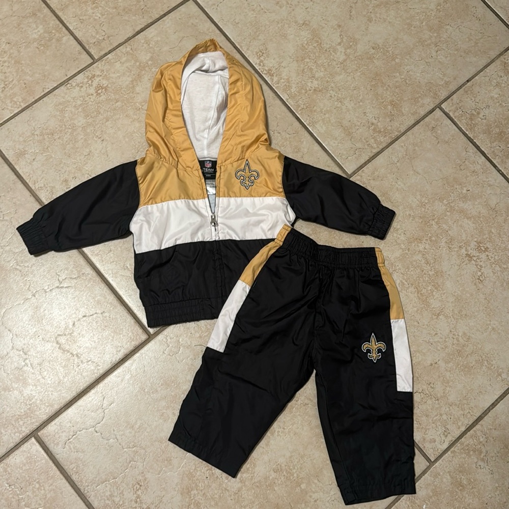 Saints NFL Baby Jogger Windbreaker Outfit Size 12 months